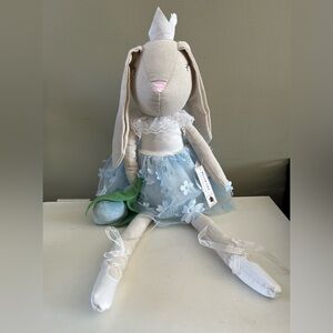 NWT Bella Lux Bunny Rabbit Ballerina Shelf Sitter Nursery Decor Easter Blue